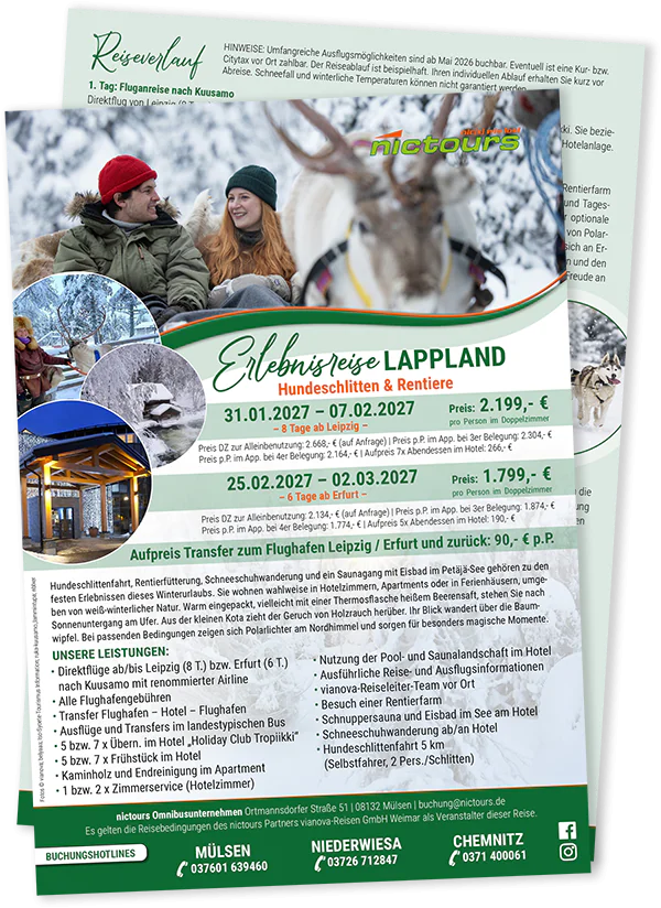 Flyer Erlebnisreise Lappland